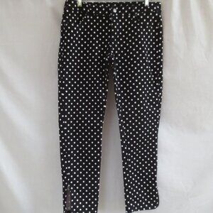 New Garnet Hill Jeans 50's Rock-A-Billy Black Polka Dot Ankle Zip Skinny Size 6